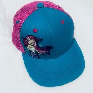 Aksels Mermaid Blue and Pink Cartoon Mesh Hat with Breathable Design
